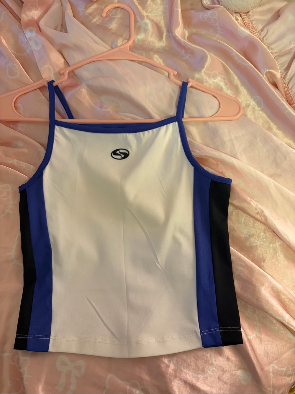 H&M White, Blue & Black Colorblock One-Piece Swim Tank